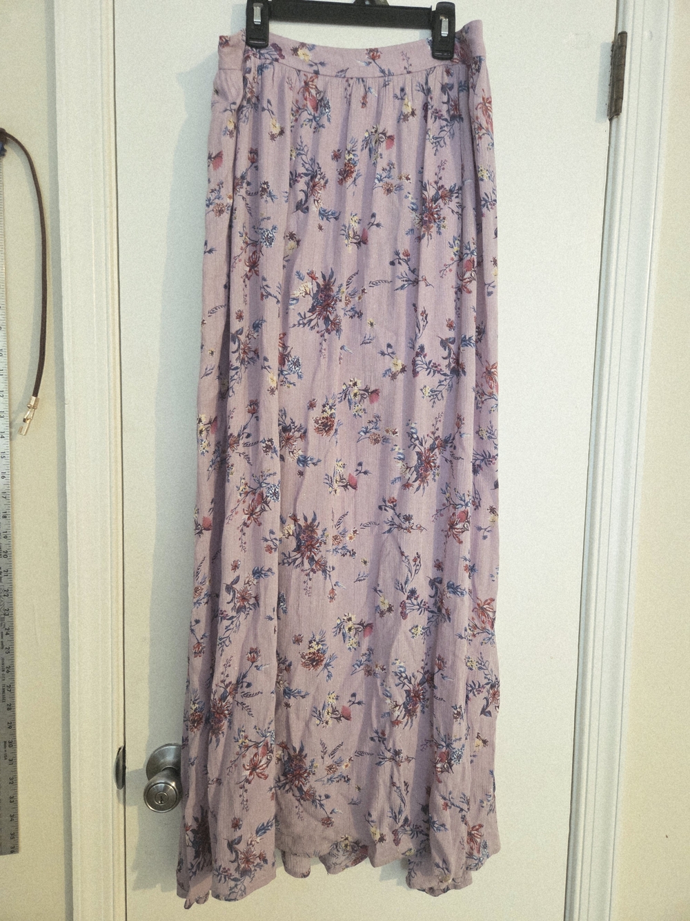 Miami Lilac Floral Metallic Boho Maxi Skirt Medium Cottagecore Whimsigoth